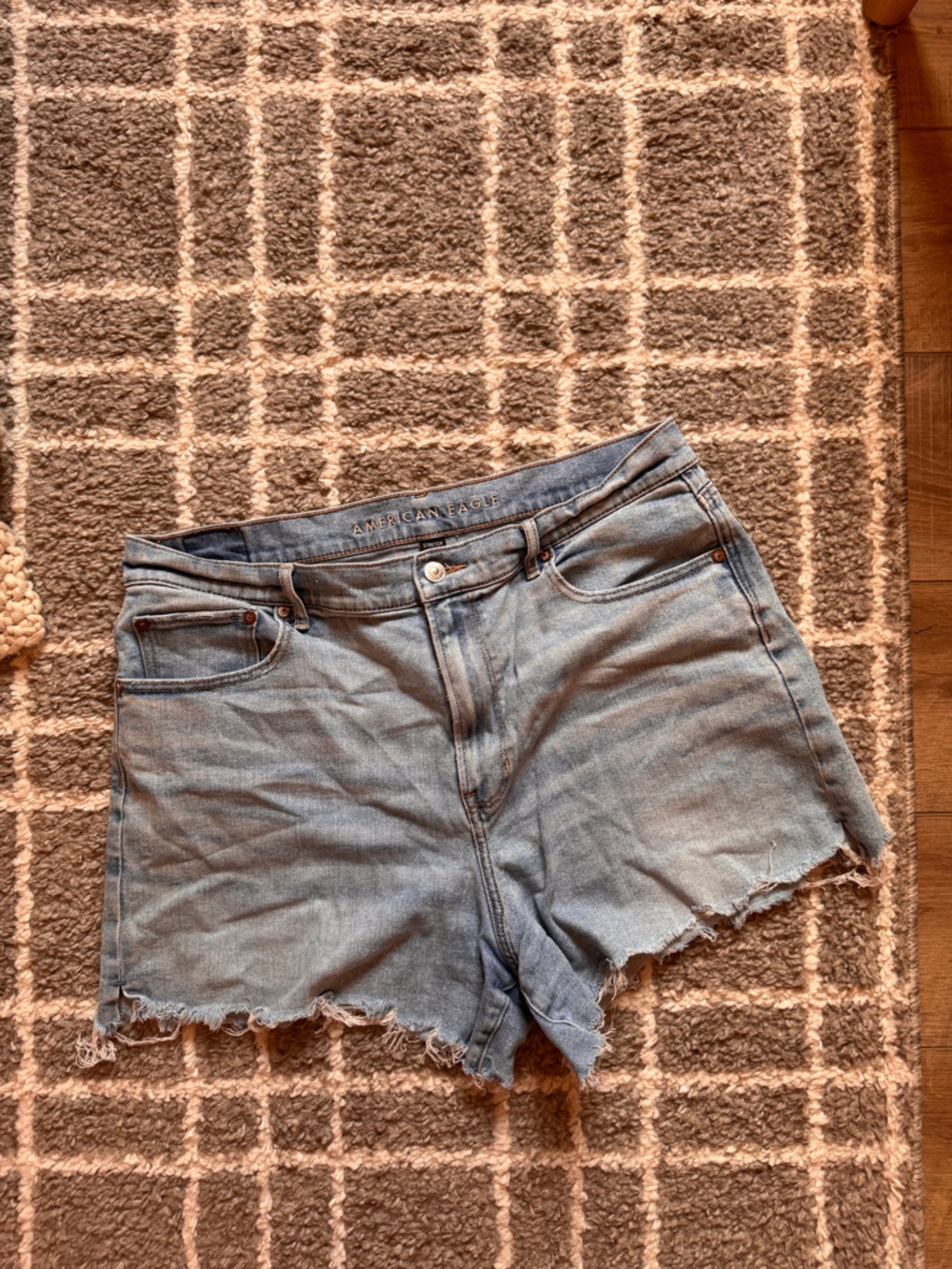 American Eagle Outfitters Light Wash High-Rise Denim Cutoff Shorts